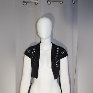 Women's S Black Sparkly Crochet Shrug Bolero Y2K